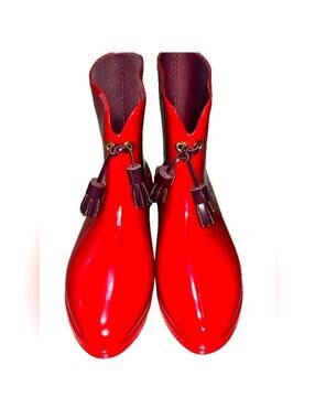NWOT Vivienne Westwood x Melissa Rain Boots Women’s Size 8, Red, Made in Brazil